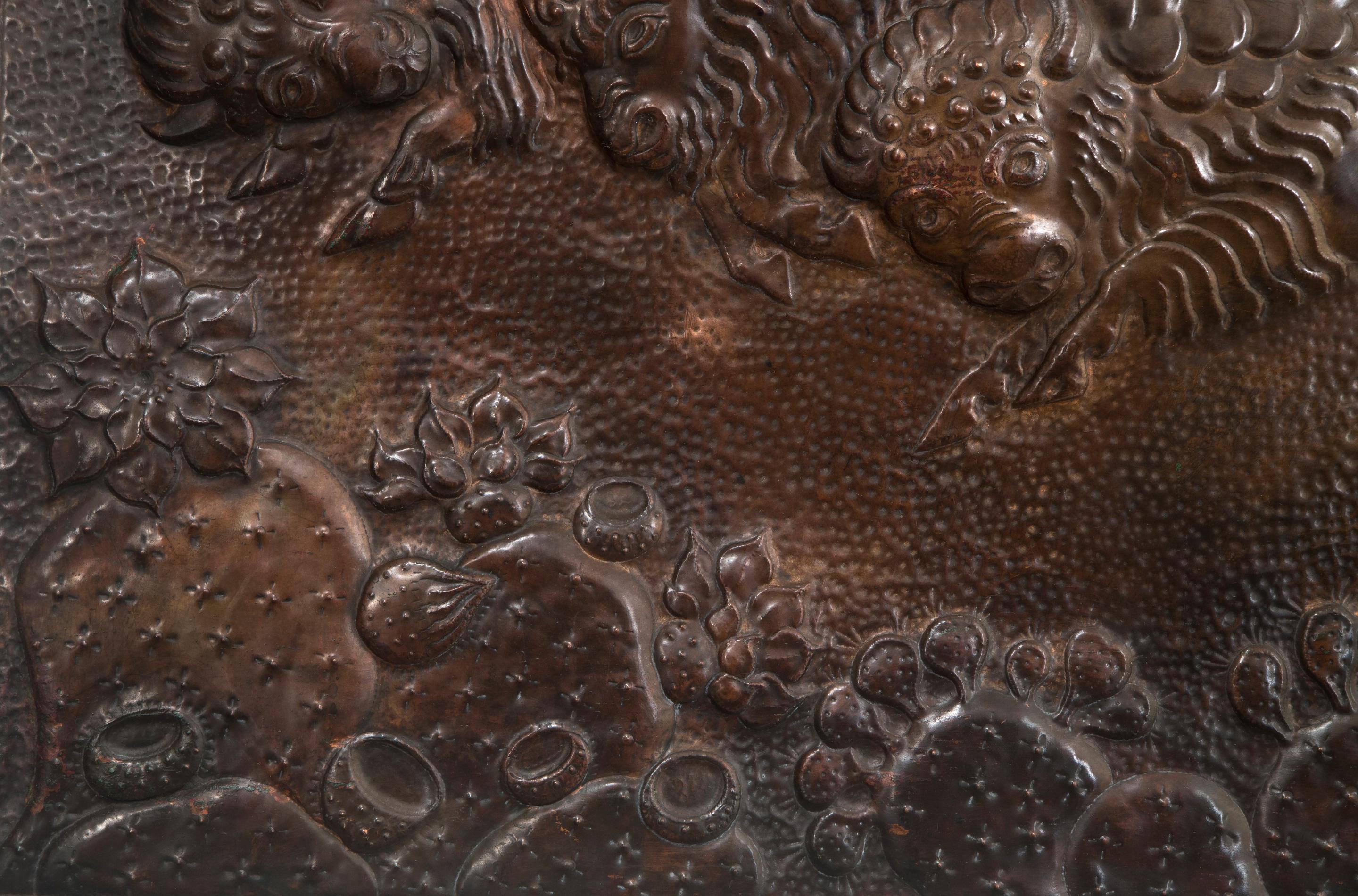 Arts and Crafts American Copper Low-Relief of a Herd of Bison / Buffalo For Sale