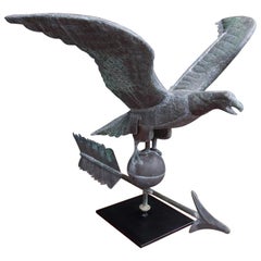 Used American Copper Spread Winged Eagle Weathervane with Sphere and Arrow, C. 1880