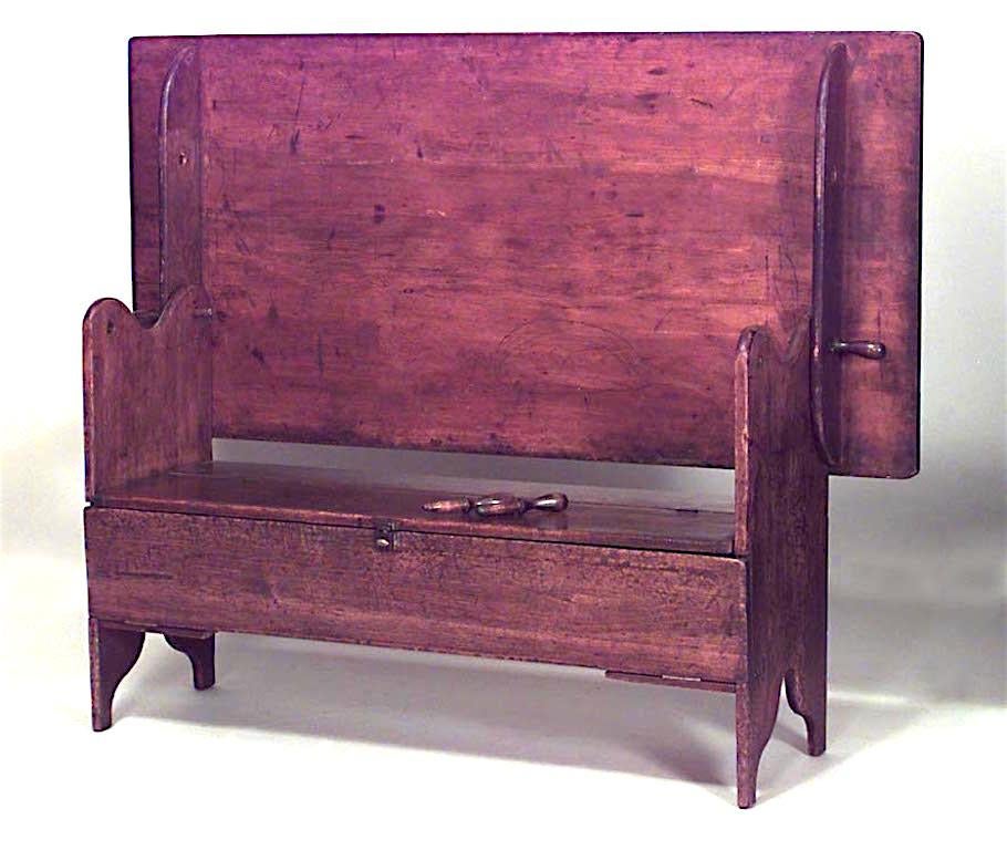 American Country (18/19th Century) pine adjustable table/bench with lower compartment (Provenance: Jacobus Demarest Homestead, Bergen County, NJ)
