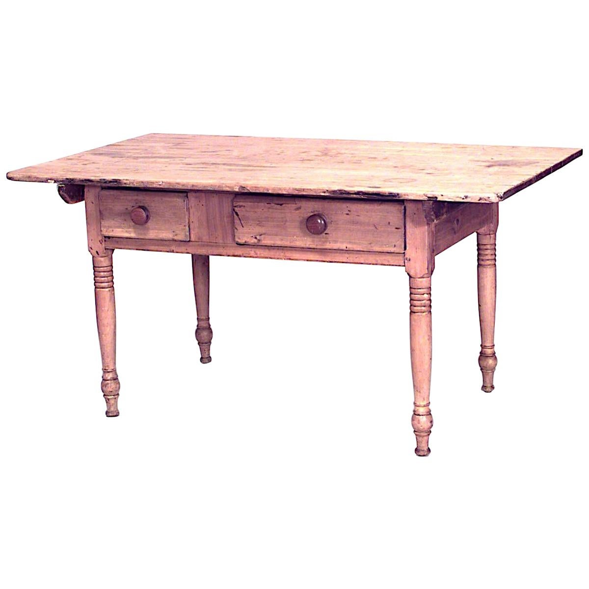 American Country Pine Table Desk For Sale