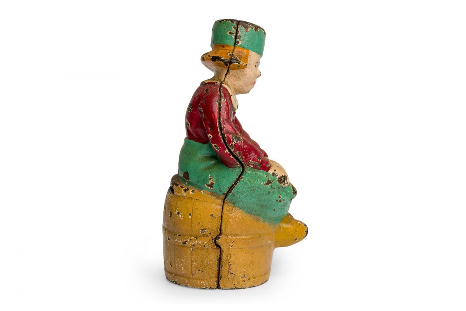 Moulage American Country Antique Painted Cast Iron Dutch Child Figural Coin Bank en vente