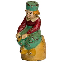 American Country Antique Painted Cast Iron Dutch Child Figural Coin Bank