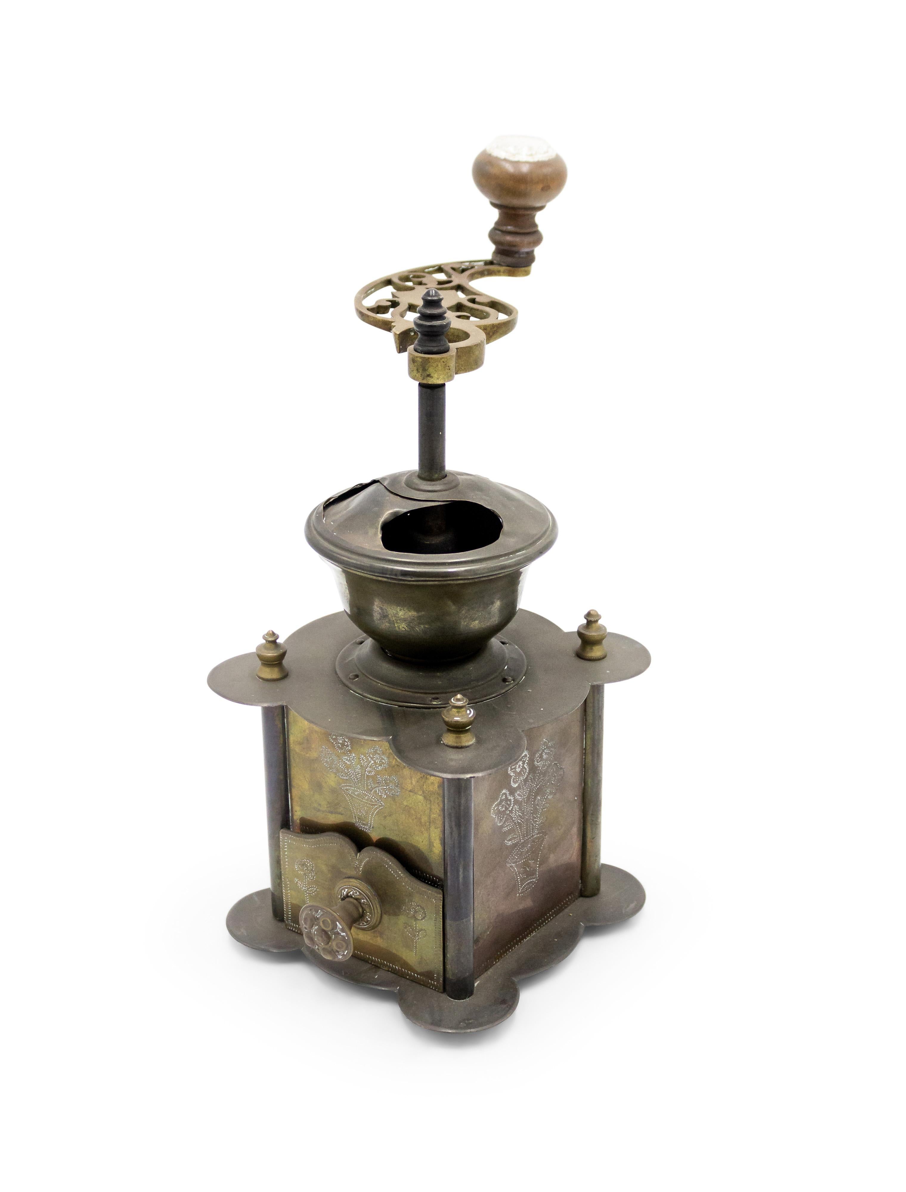 American Country Brass Coffee Grinder For Sale 2