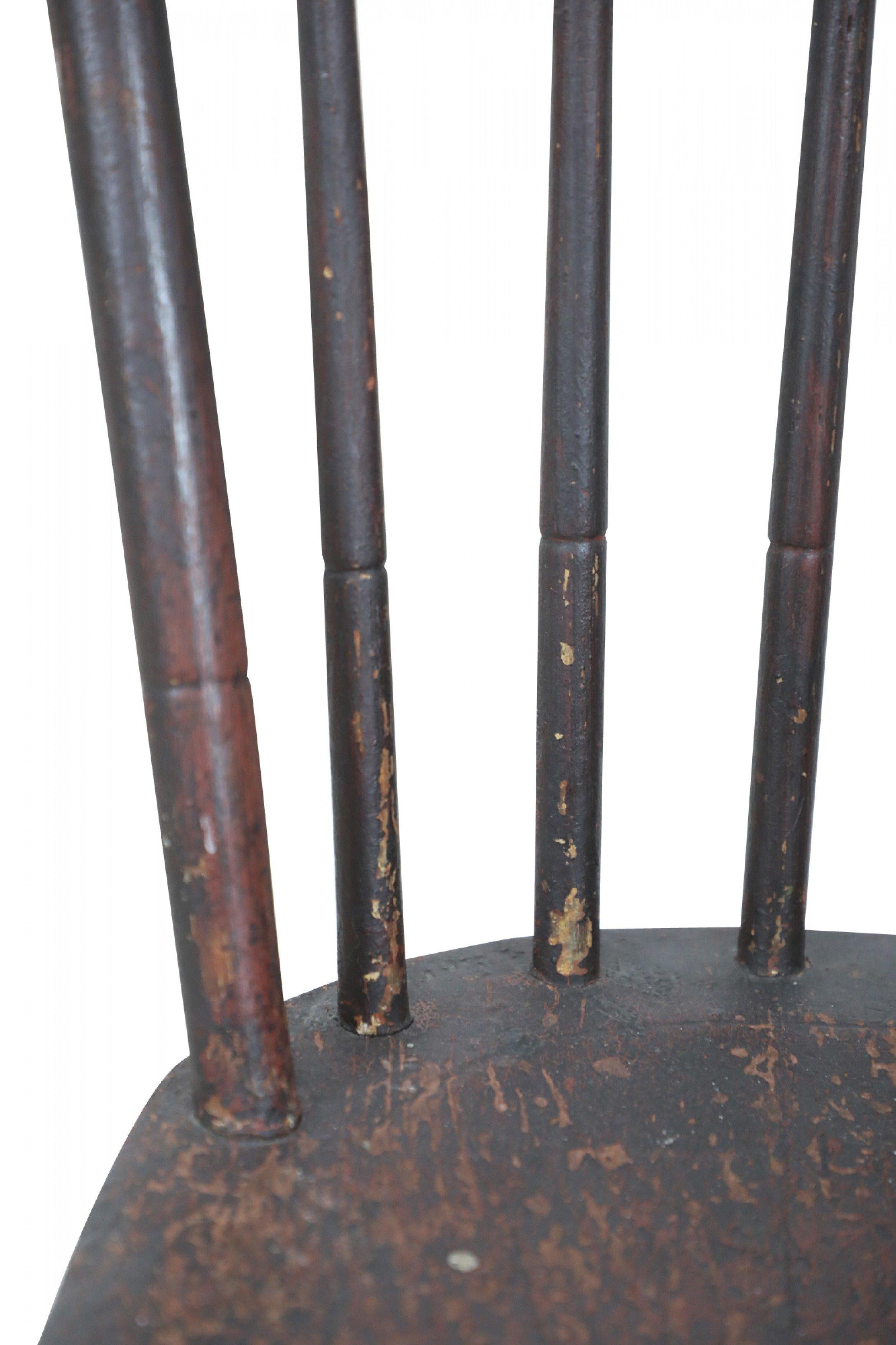 American Country Child Sized Dark Brown Painted Windsor Chair For Sale 5
