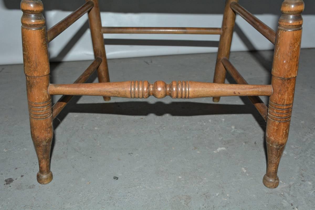 Machine-Made American Country Dining Arm Chair with Raffia Seat