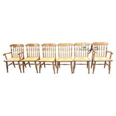 Amerikanische Esszimmerstühle im Landhausstil mit Binsen-Sitzen und losen getufteten Vinyl-Sitzpolstern