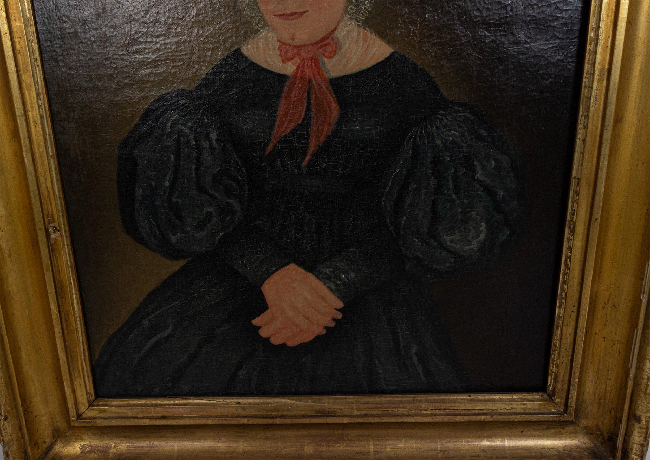 19th Century American Country Female Portrait For Sale