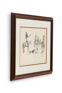 American Country Framed Print of 5 Native Americans Chiefs, "War Council"