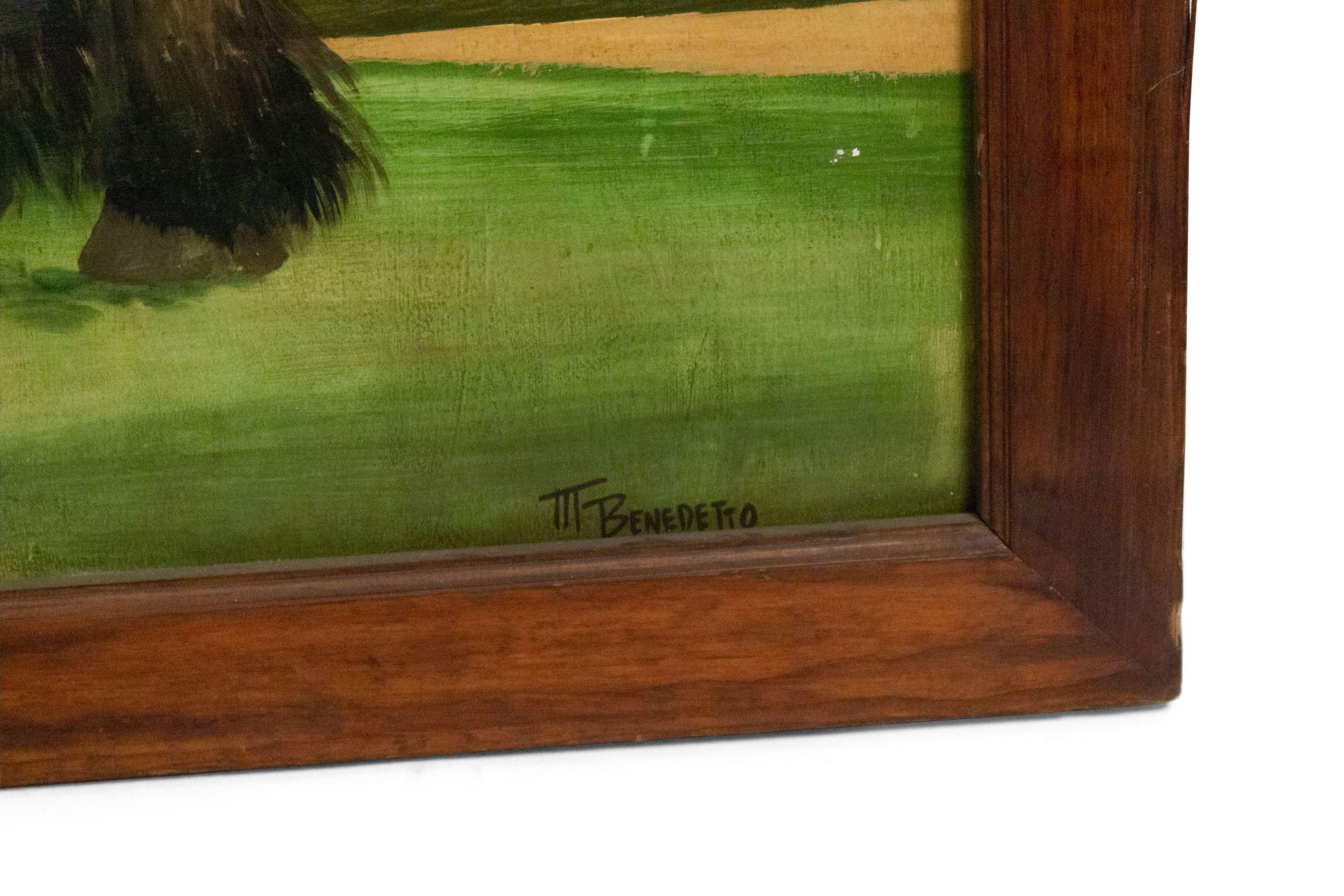 Pintura al óleo de estilo country americano (siglo XX) del caballo Brabante. (firmado BENEDETTO)