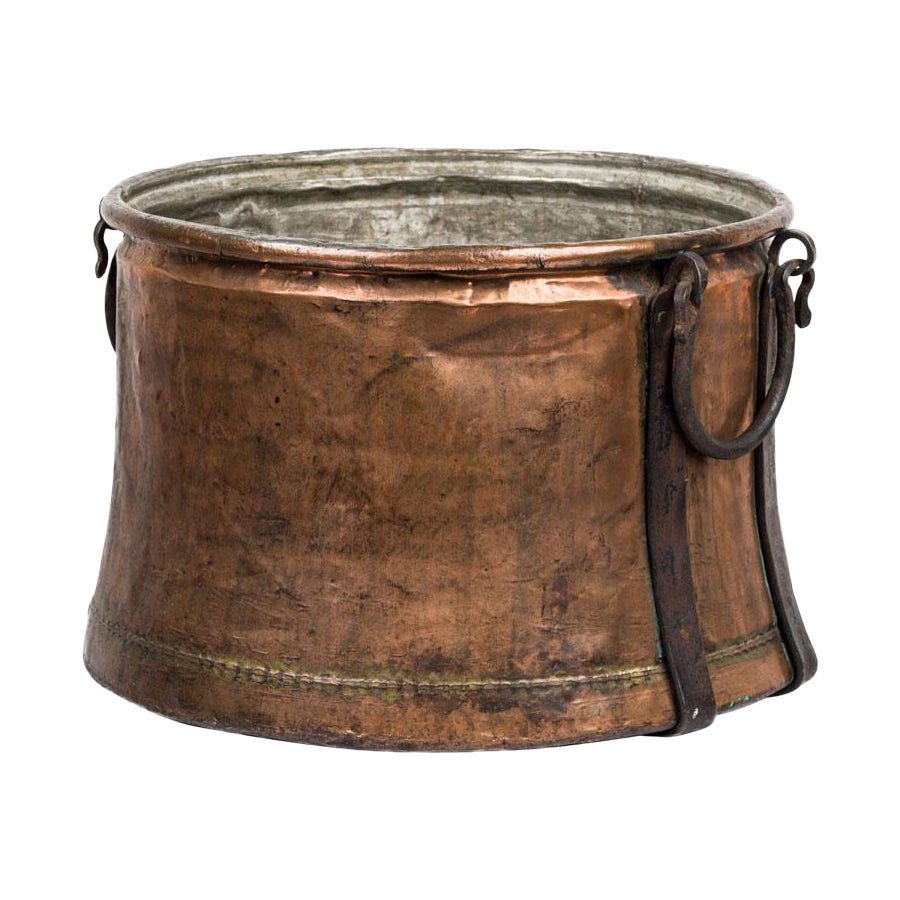 American Country Large Copper Firewood Bucket For Sale