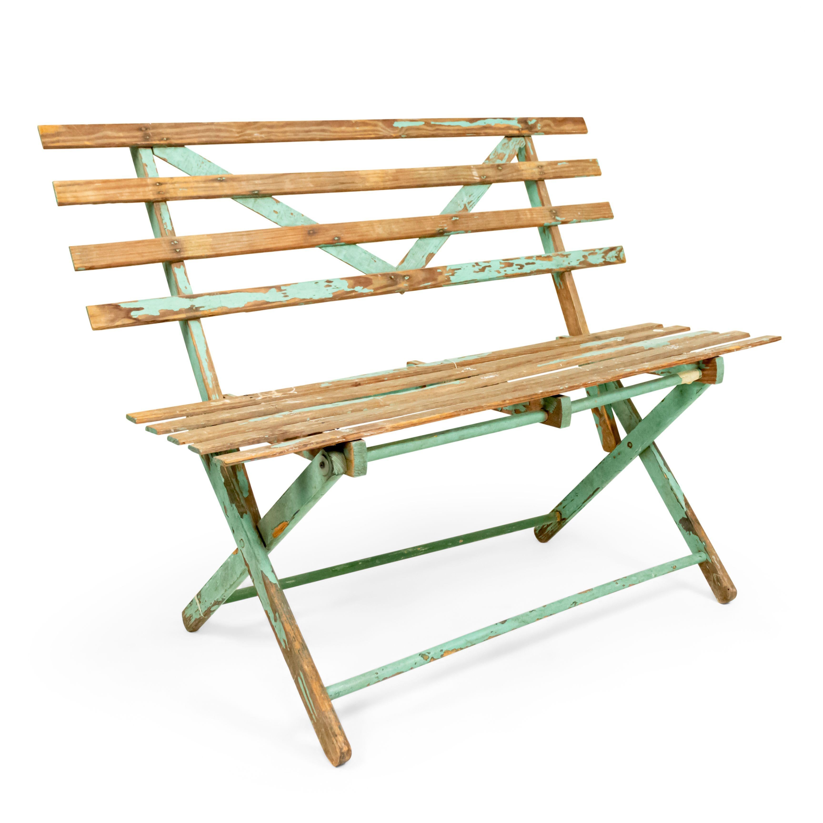 Painted American Country Outdoor Folding Bench