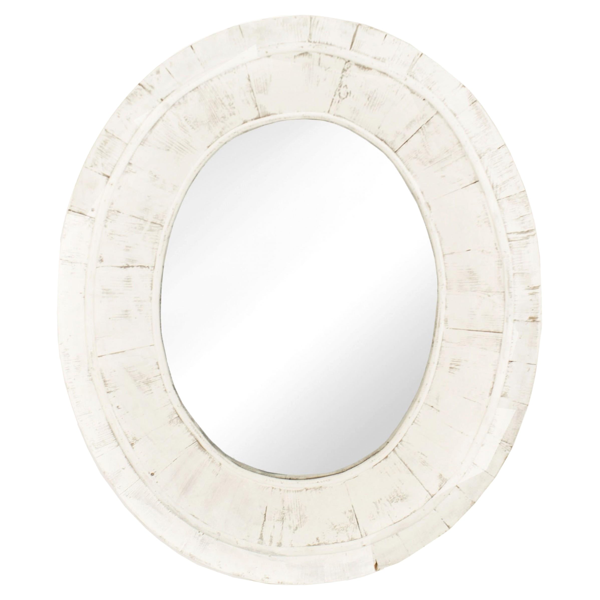Specchio da parete American Country OvalWeathered White Painted