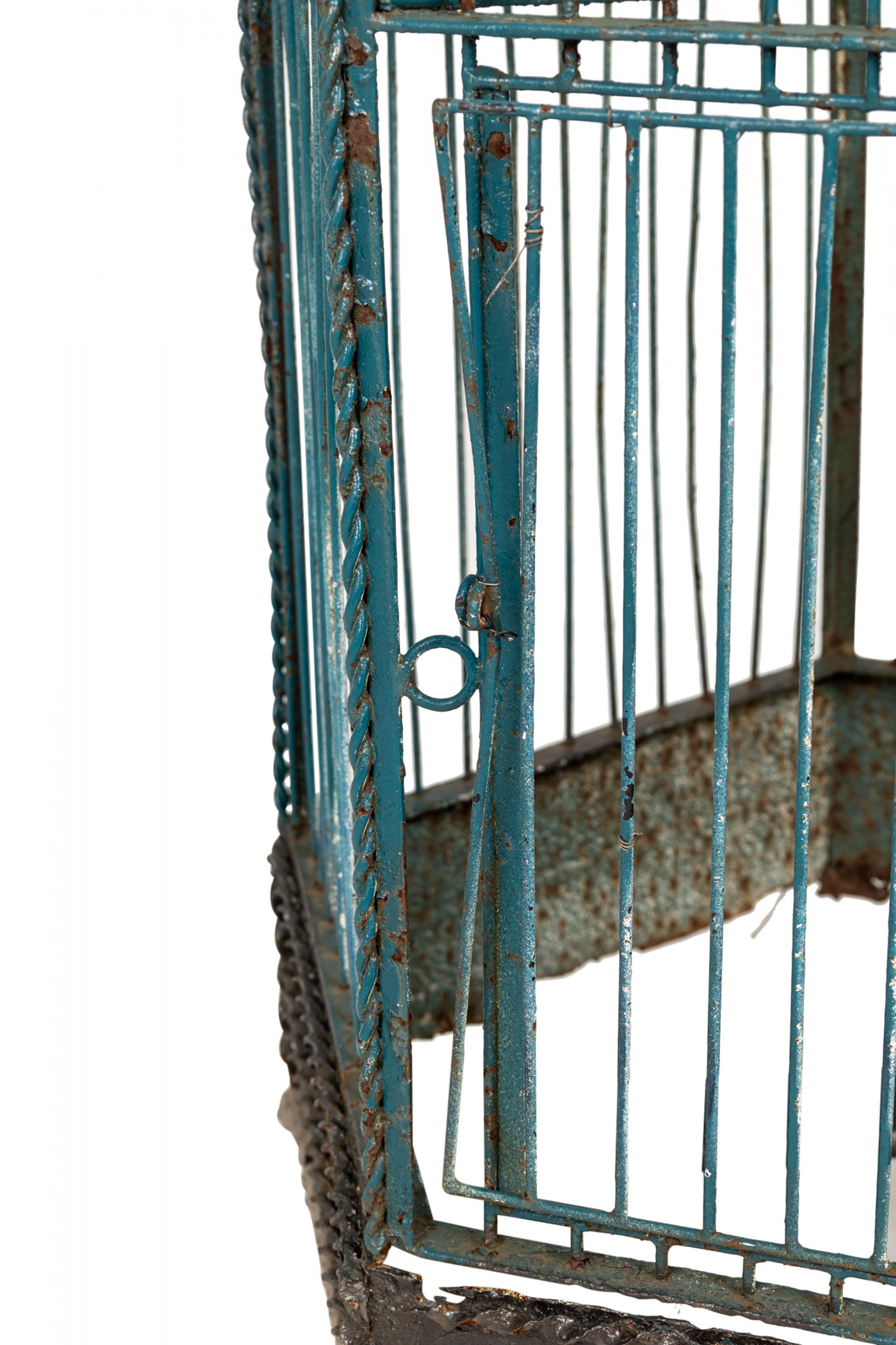 Hand-Painted American Country Painted Metal Outdoor Birdcage For Sale