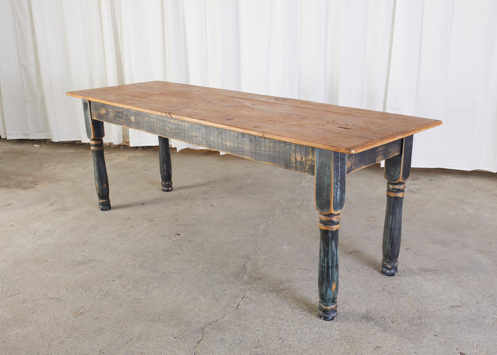 American Country Painted Pine Farmhouse Dining Table 5