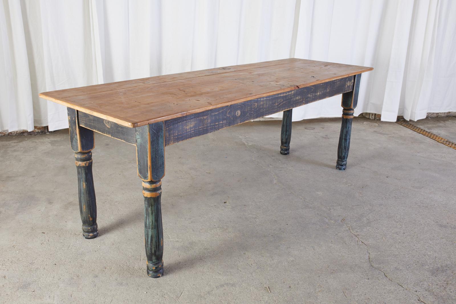 American Country Painted Pine Farmhouse Dining Table 6
