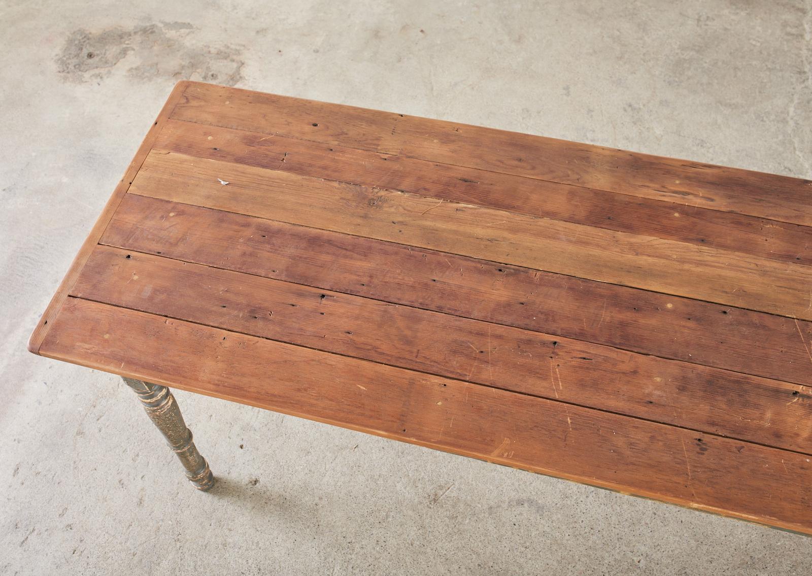 American Country Painted Pine Farmhouse Dining Table at 1stDibs