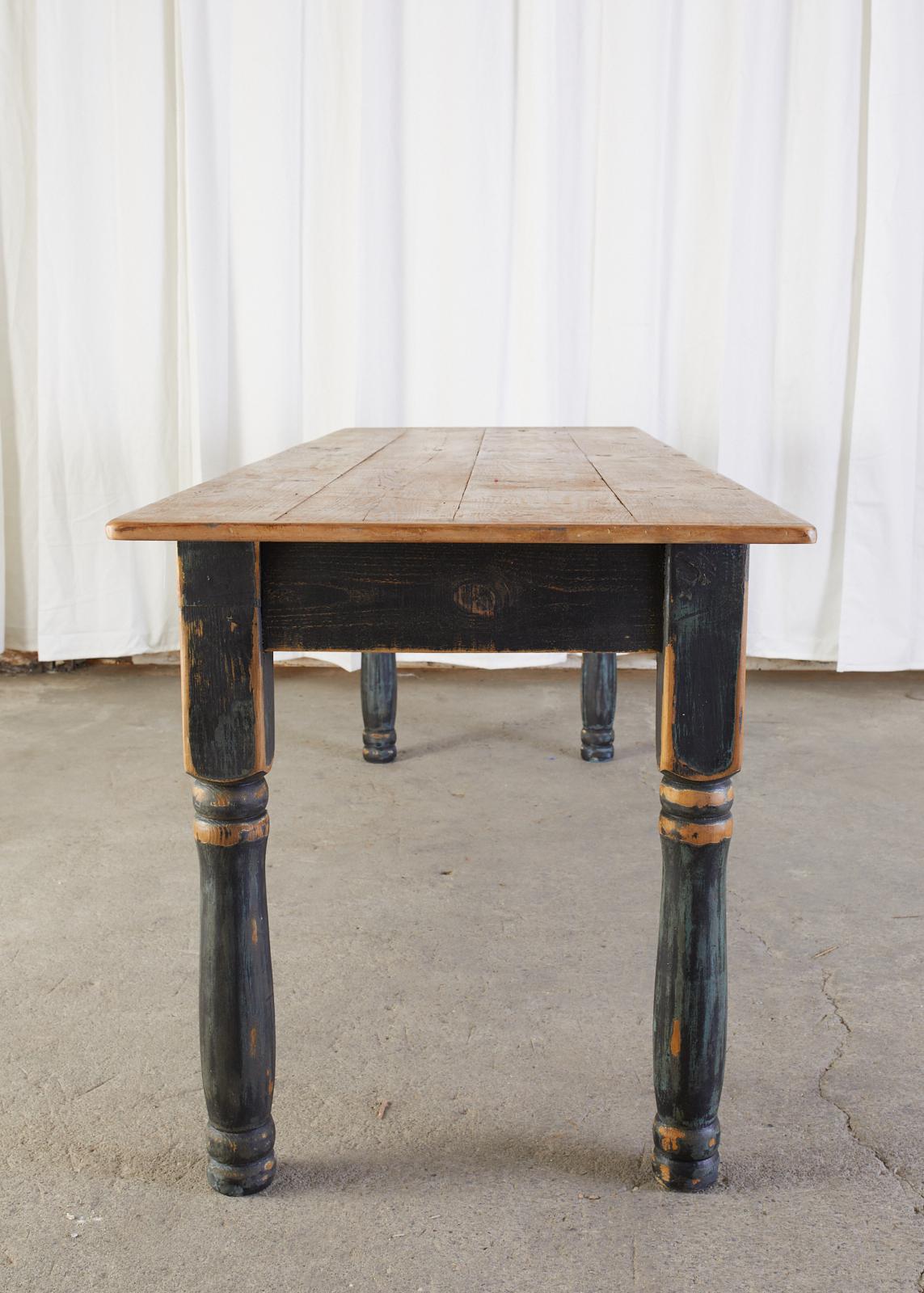 American Country Painted Pine Farmhouse Dining Table 13