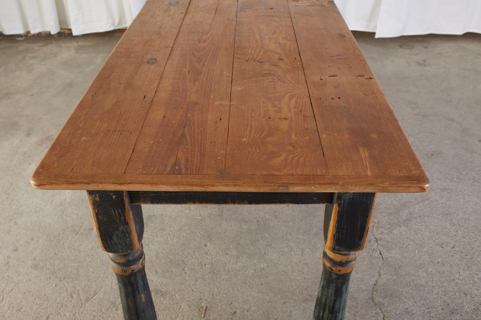 American Country Painted Pine Farmhouse Dining Table 14