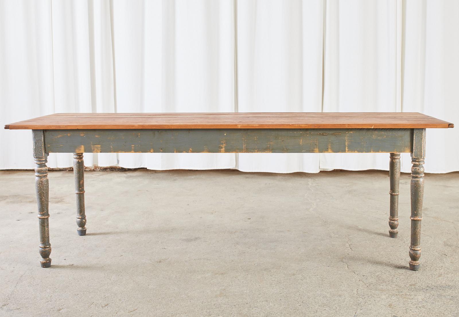 American Country Painted Pine Farmhouse Dining Table at 1stDibs painted pine dining table