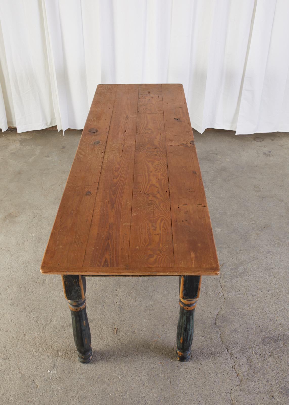 American Country Painted Pine Farmhouse Dining Table 15