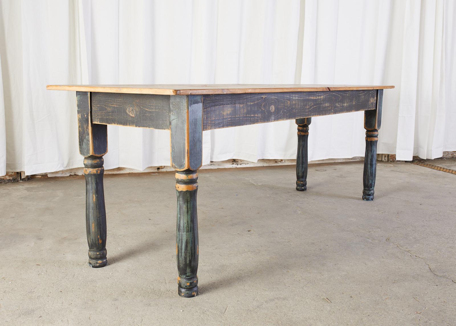 American Country Painted Pine Farmhouse Dining Table 1