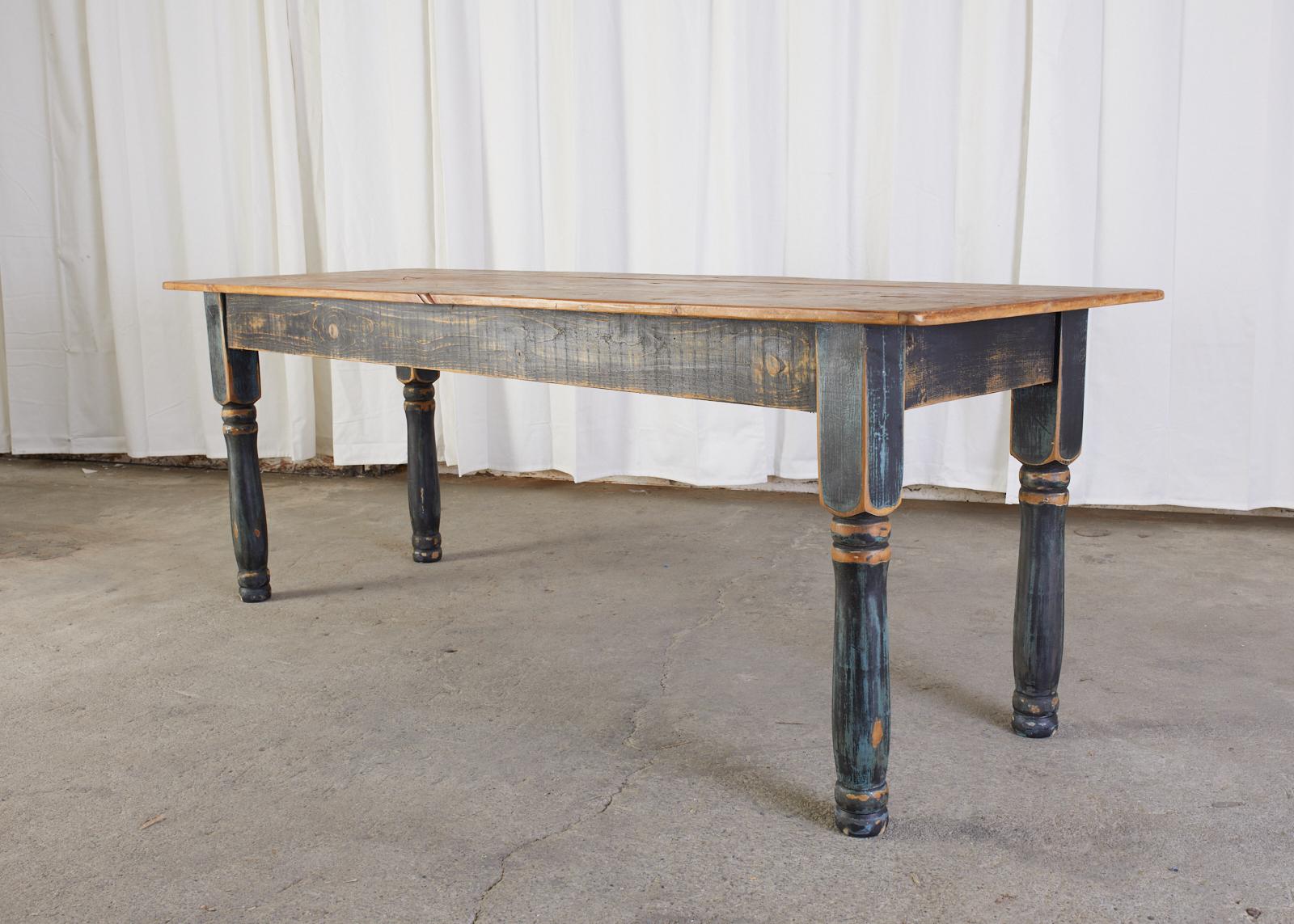 American Country Painted Pine Farmhouse Dining Table 4