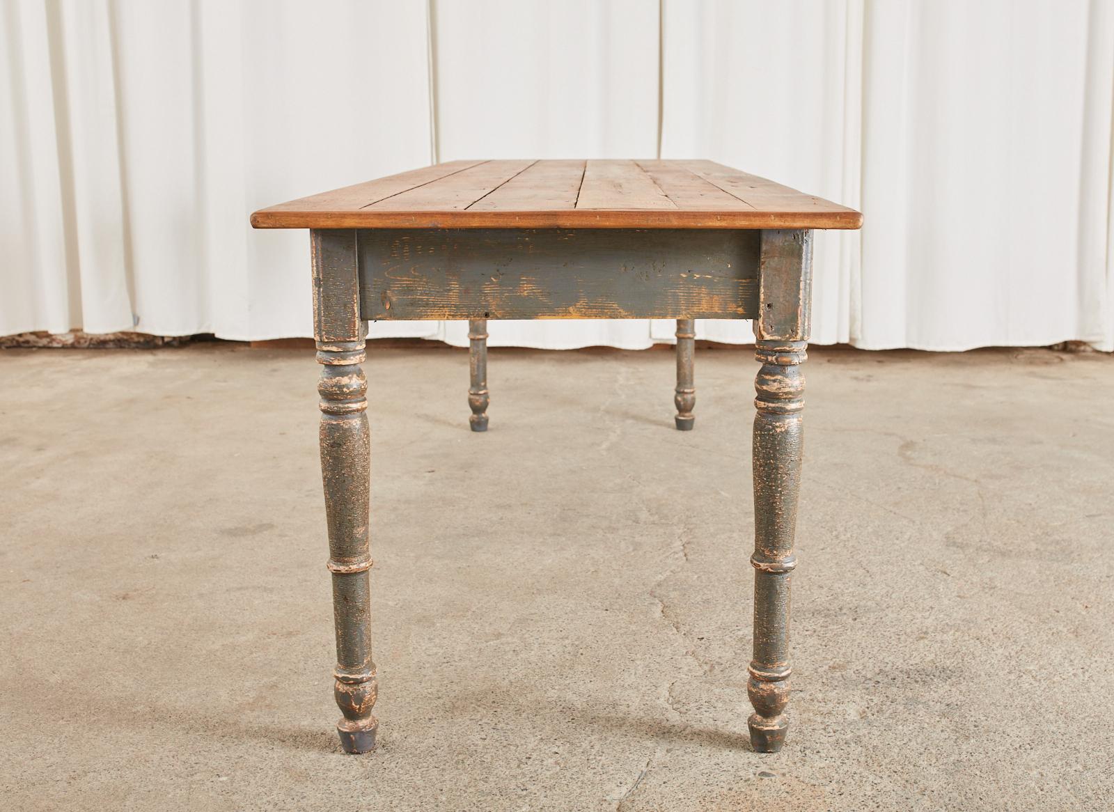 American Country Painted Pine Farmhouse Dining Table 4