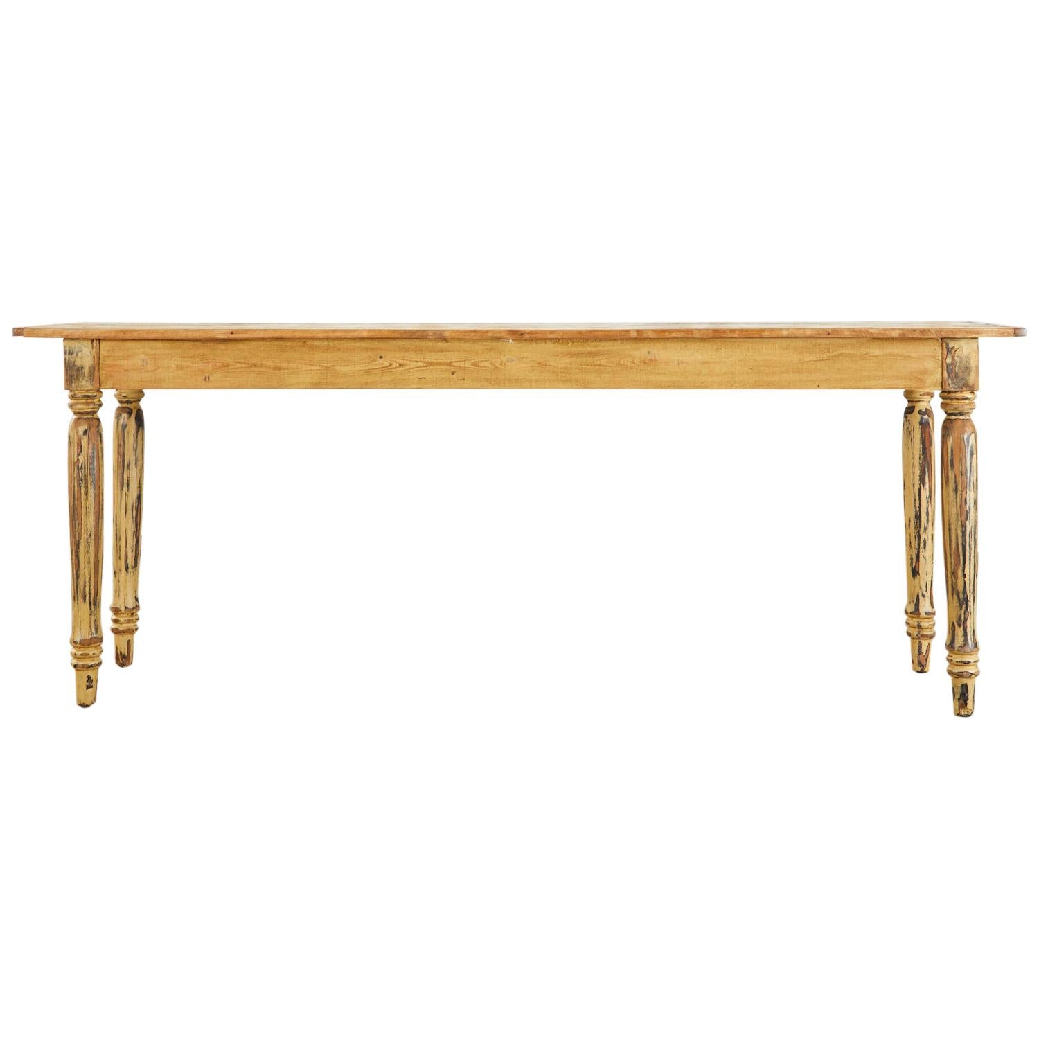 American Country Painted Pine Farmhouse Harvest Table