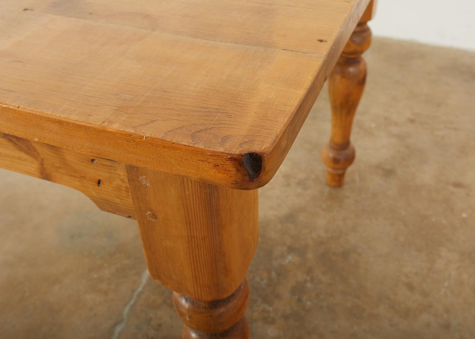 American Country Pine Farmhouse Harvest Dining Table 8