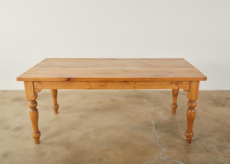 American Country Pine Farmhouse Harvest Dining Table at 1stDibs