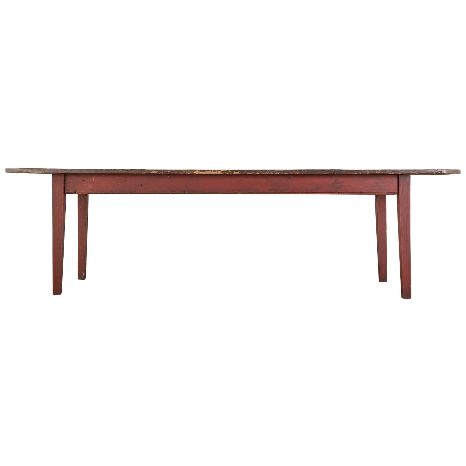 American Country Pine Farmhouse Harvest Dining Table For Sale