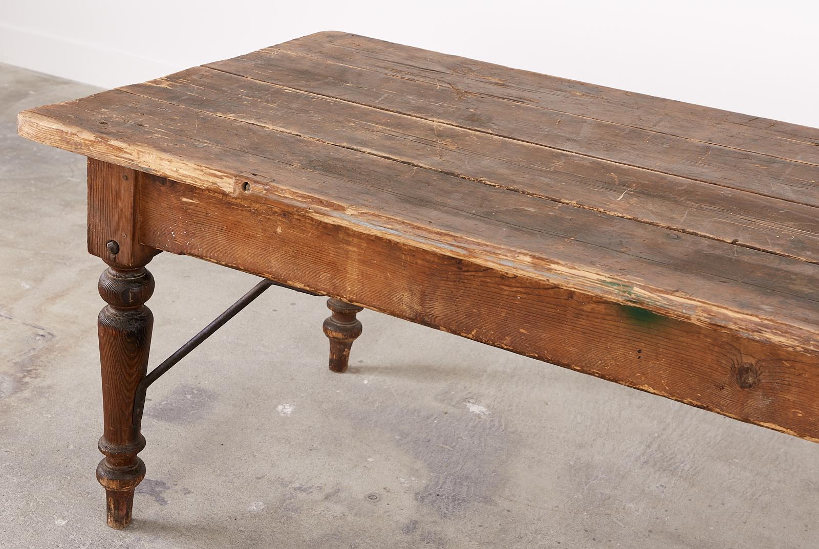 Iron American Country Pine General Store Work Table or Display