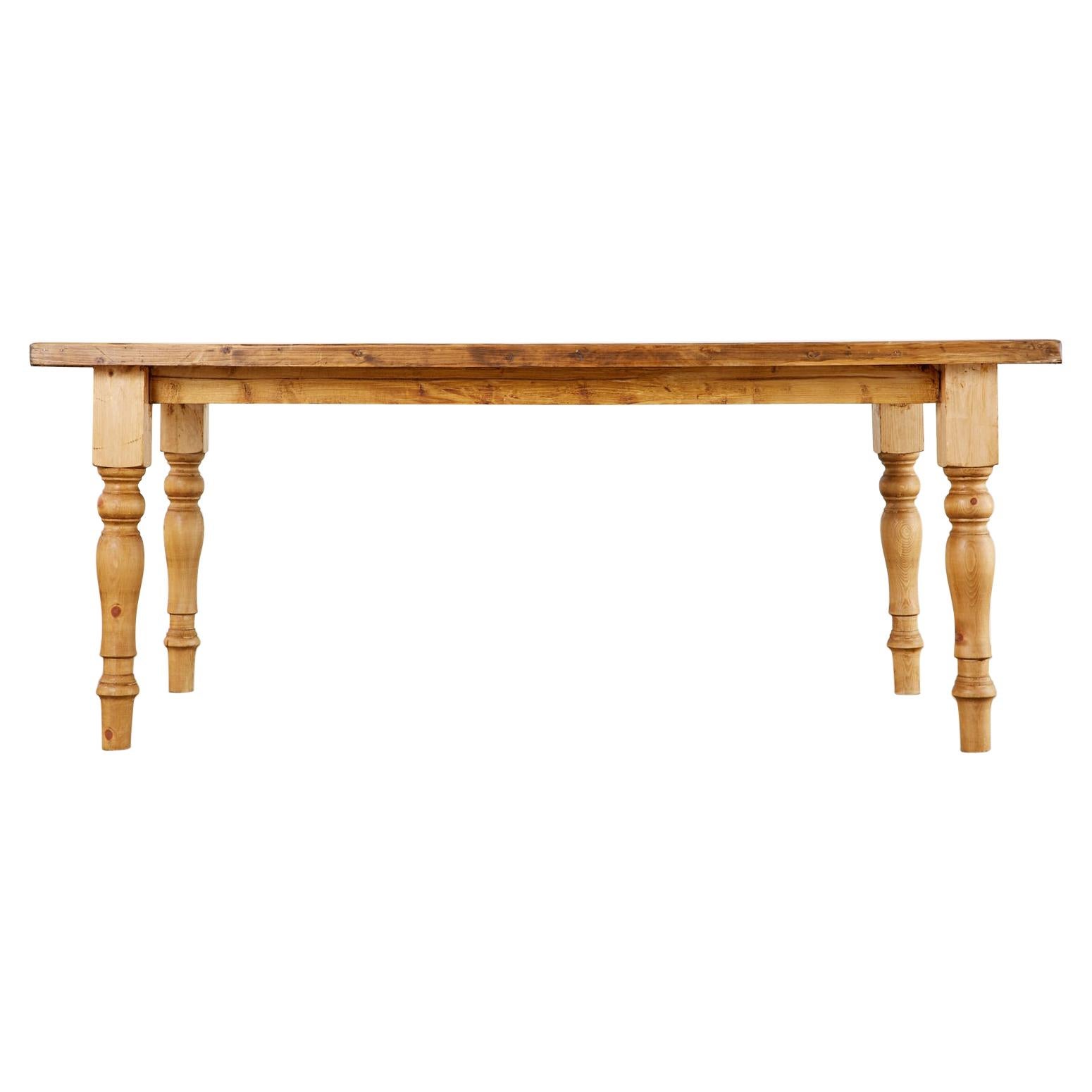 American Country Pine Turned Leg Farmhouse Table at 1stDibs