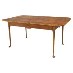 Antique American Country Queen Anne Pine Dining Table