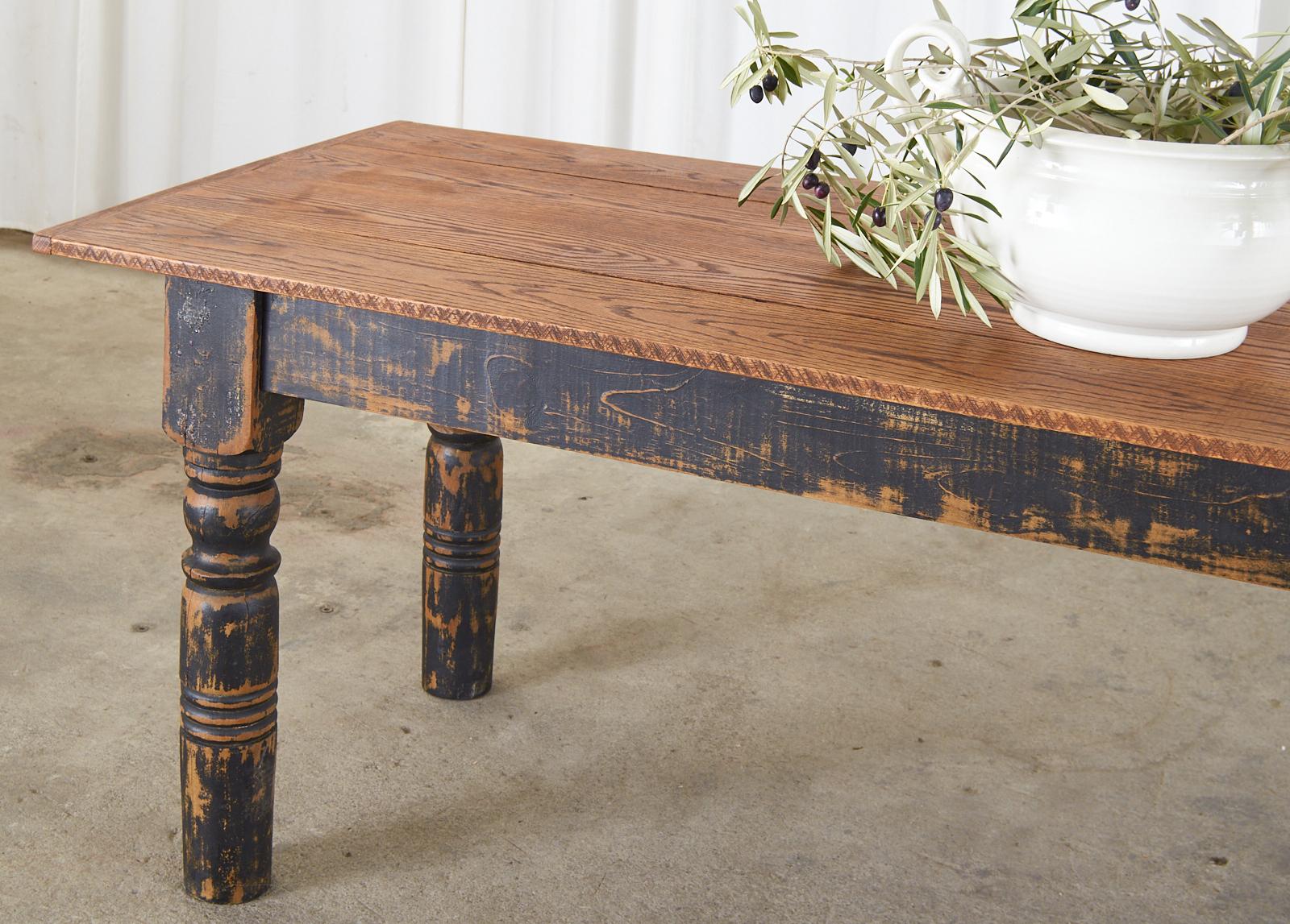American Country Reclaimed Oak Pine Farmhouse Dining Table 10