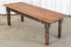 American Country Reclaimed Oak Pine Farmhouse Dining Table