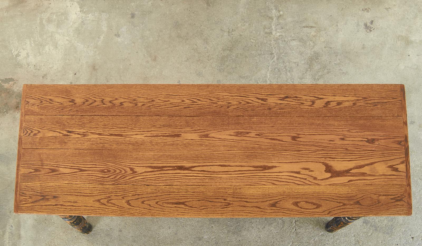 20th Century American Country Reclaimed Oak Pine Farmhouse Dining Table