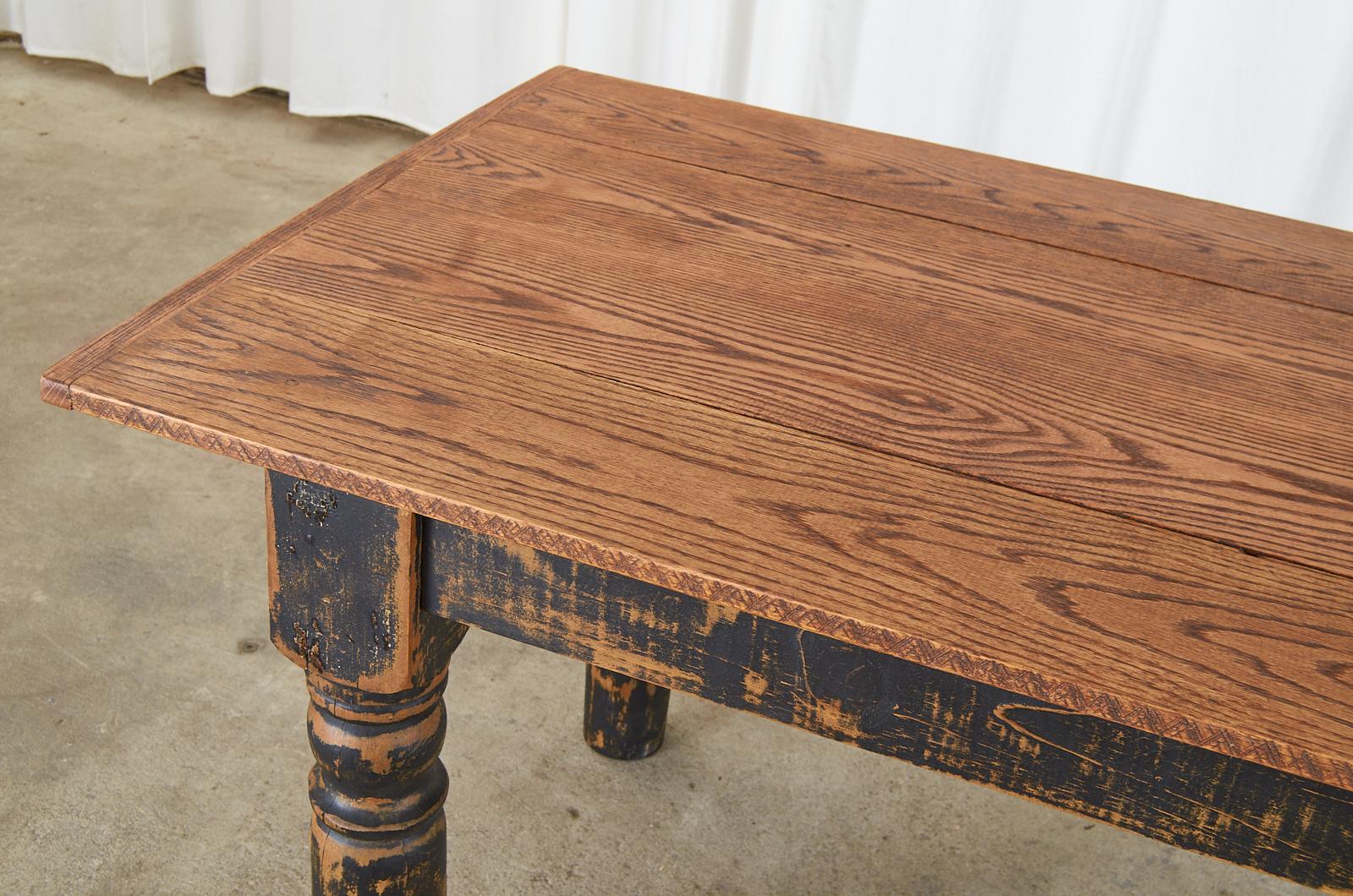 American Country Reclaimed Oak Pine Farmhouse Dining Table 2