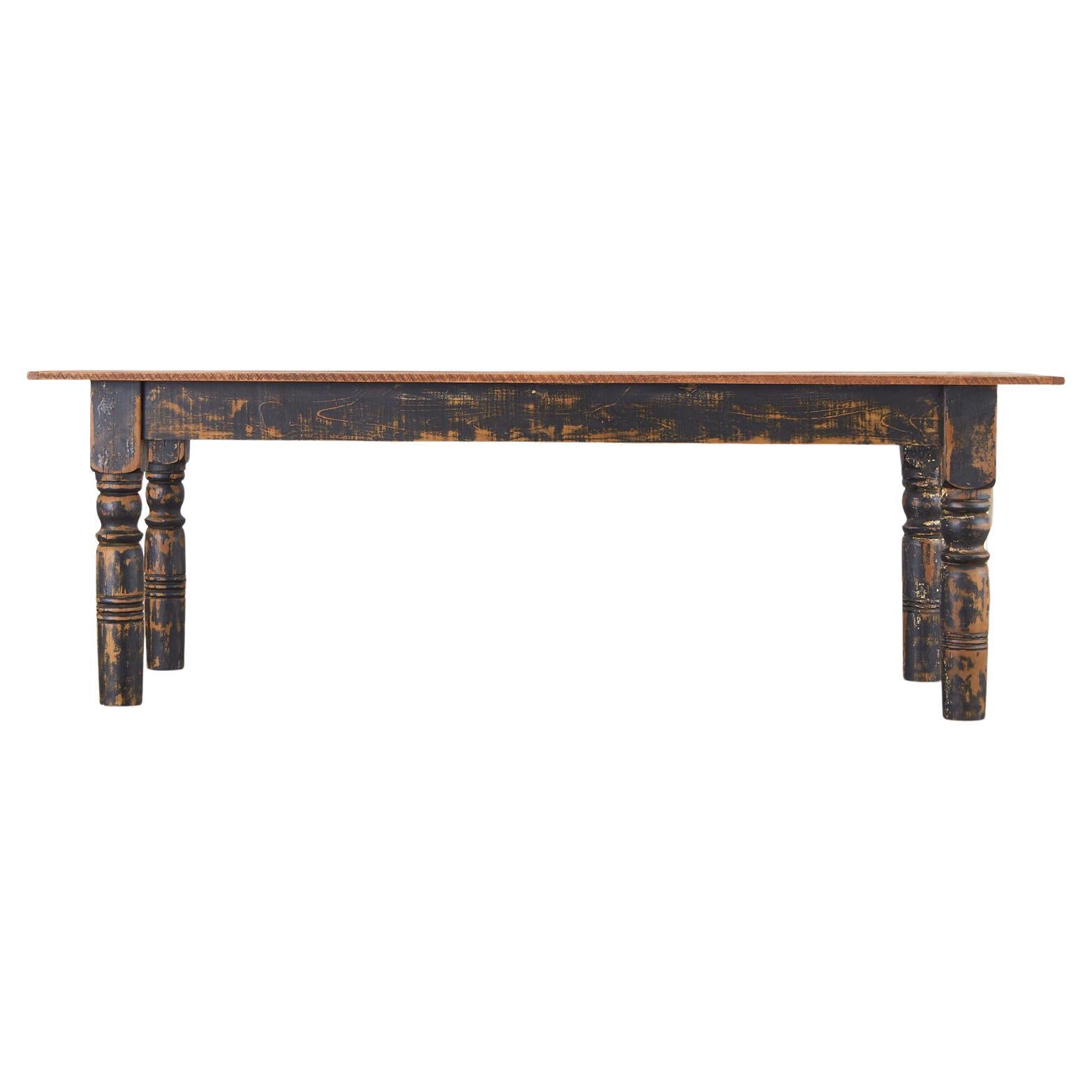 American Country Reclaimed Oak Pine Farmhouse Dining Table