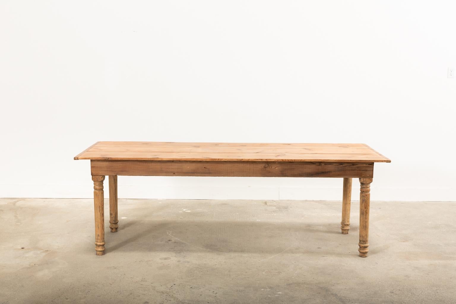 20th Century American Country Reclaimed Pine Farmhouse Dining Table