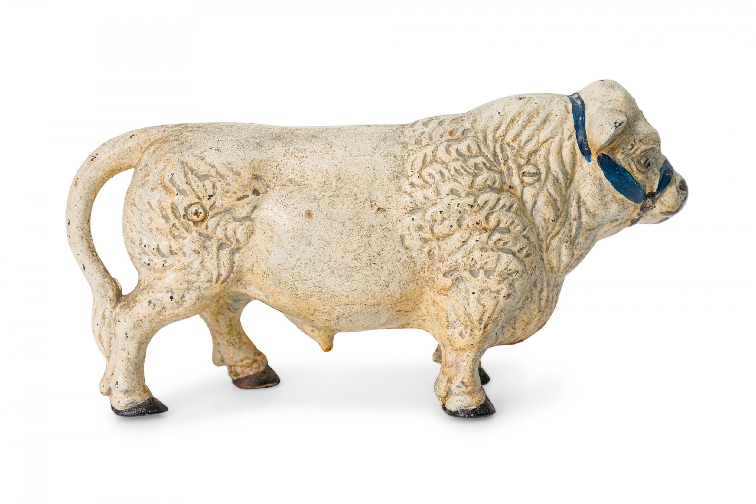 Rustico Fermaporta in ghisa verniciato a forma di toro American Country Rustic in vendita