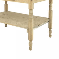 American Country Rustic Stripped Work Table with Zinc Top