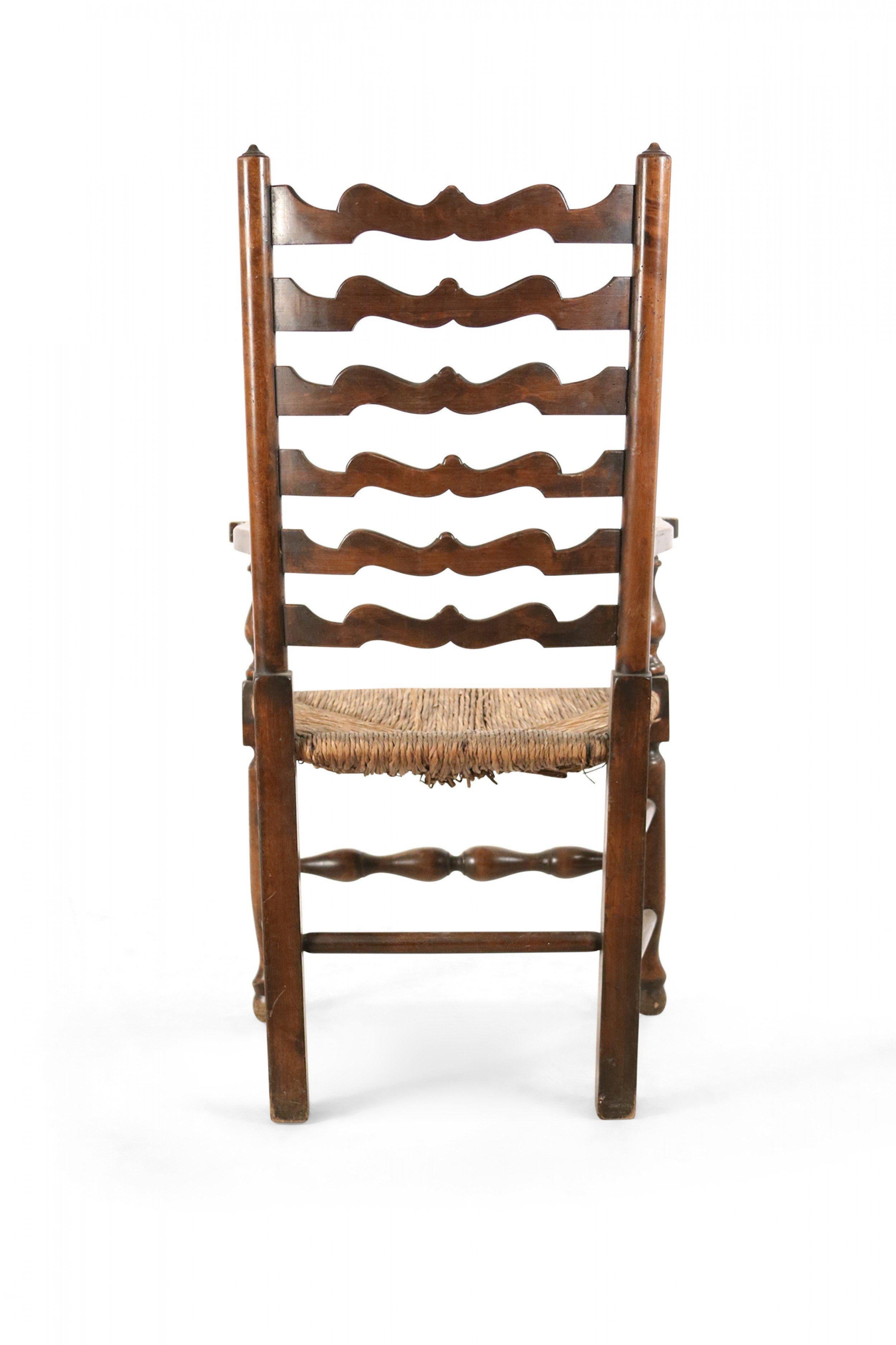 American Country Rustic Style Ladder Back and Rush Seat Arm Chair 4