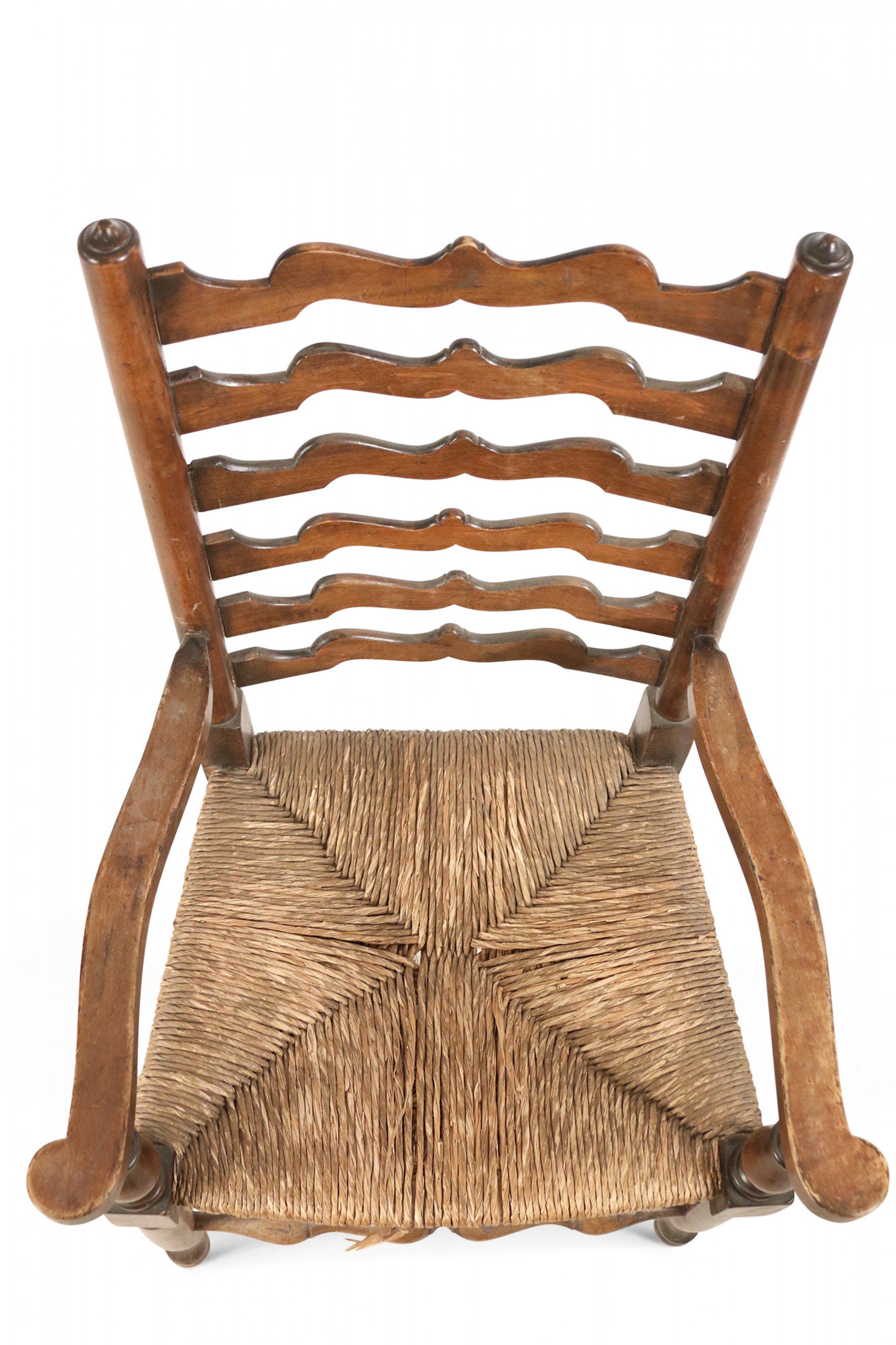 American Country Rustic Style Ladder Back and Rush Seat Arm Chair 5