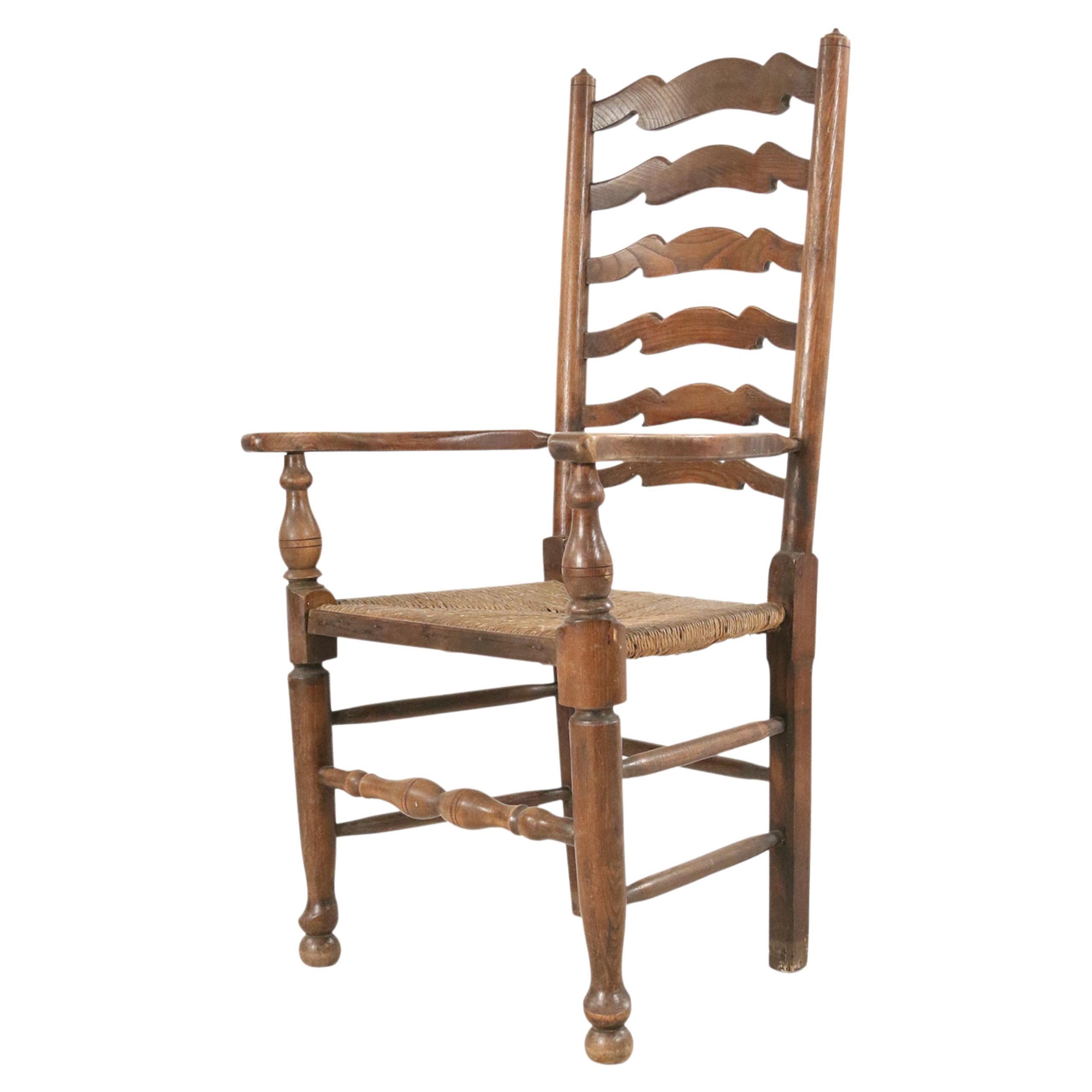 Vintage Italian Ladder Back Chairs with Rush Seating at 1stDibs