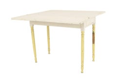 American Country Rustic White Painted Drop Leaf Table