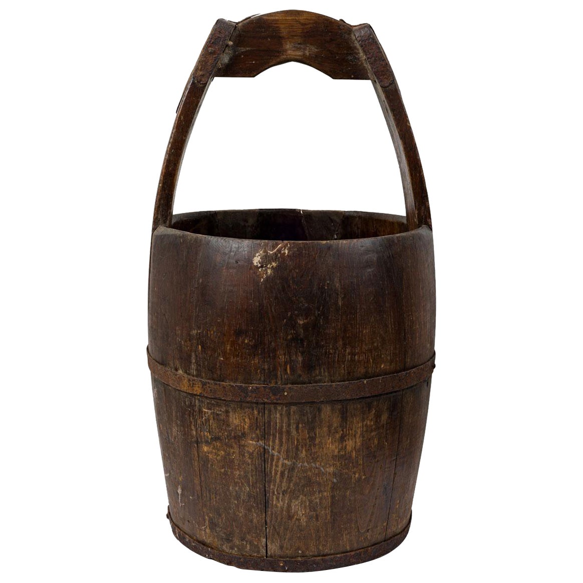 American Country Rustic Wooden Plank and Iron Barrel / Basket Umbrella Stand