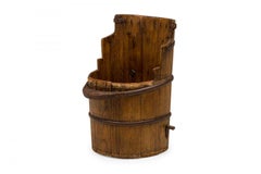 American Country Rustic Wooden Plank and Iron Barrel Umbrella Stand