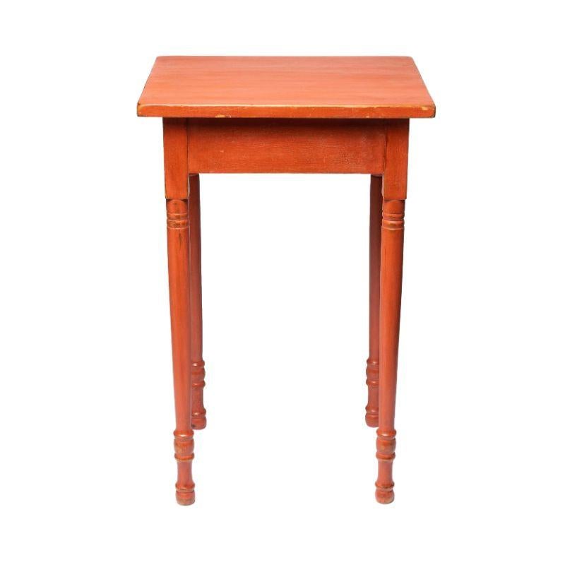 19th Century American Country Sheraton Stand in Oxide Red Stain, 1825 For Sale