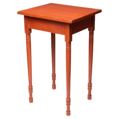 Antique American Country Sheraton Stand in Oxide Red Stain, 1825